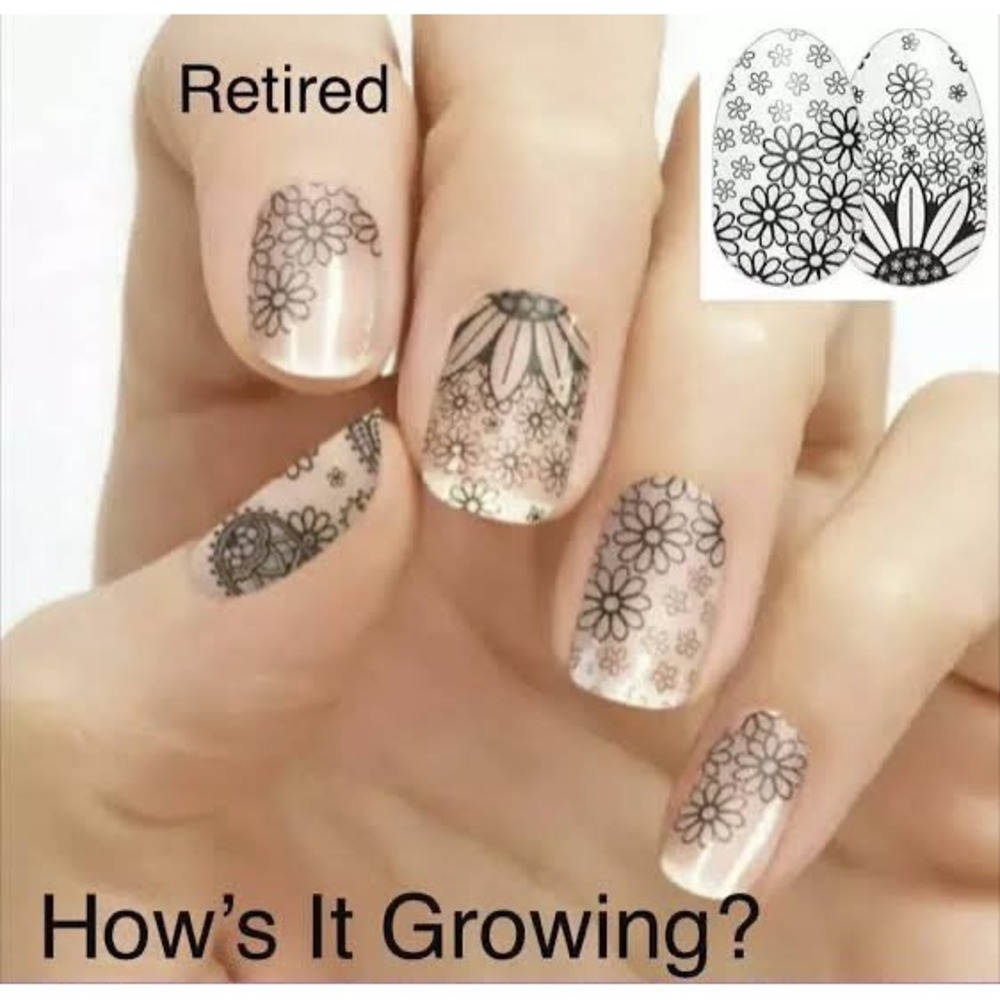 Color Street How's It Growing? Retired Clear Floral Nail Polish Strips Overlay